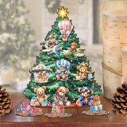 Teddy Bear Christmas Tree Eco Wood Set
