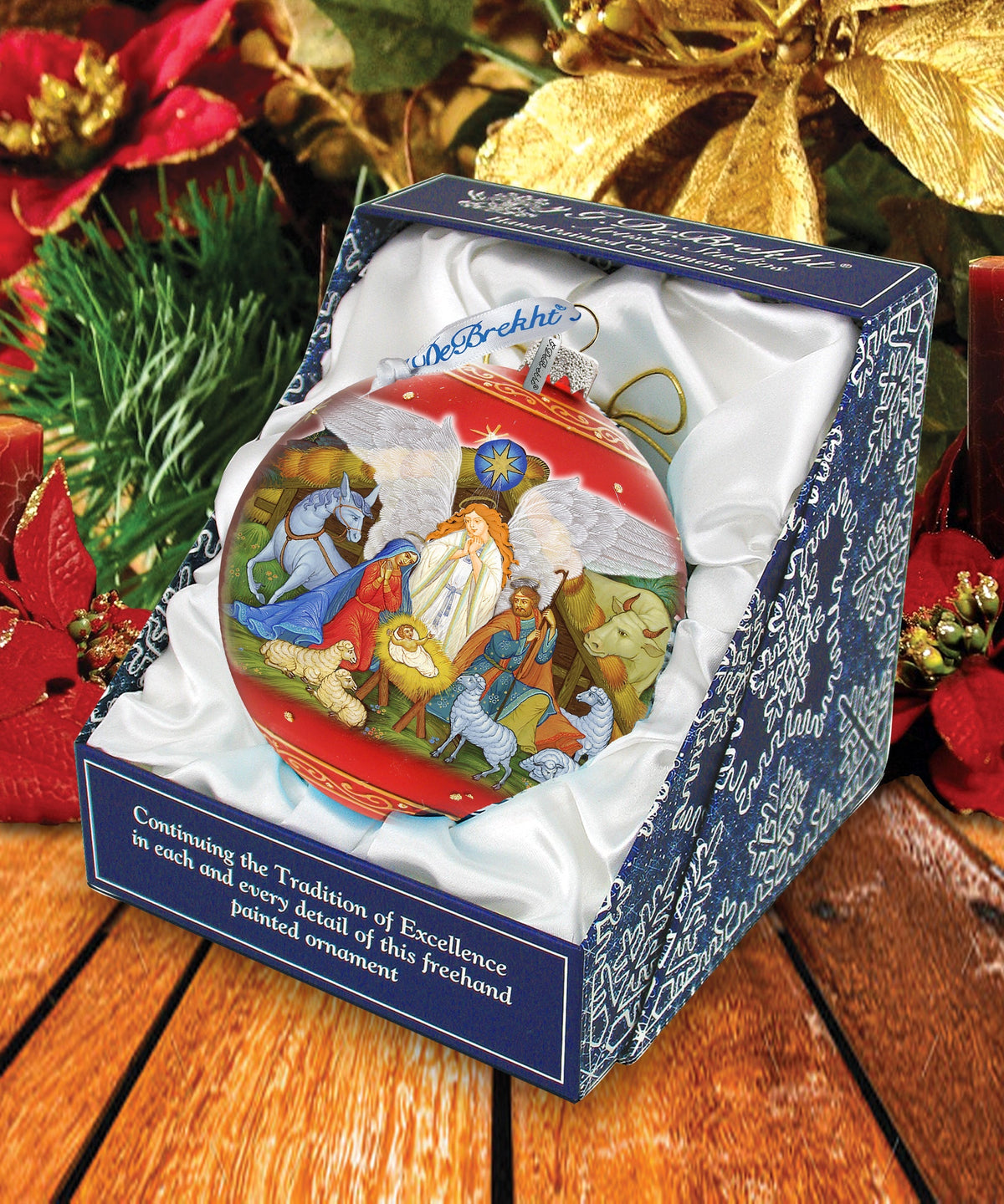 Limited Edition, Oversized Guarding Light Iconic Nativity Ball Glass Ornament, Christmas Decor - 73860 by G. DeBrekht