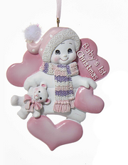 Baby's 1st Christmas - Snowman Ornament - Pink