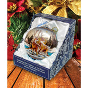 Peaceful Greetings Reindeers Ball Glass Ornament Limited Edition by G. DeBrekht - Christmas Decor - 73883