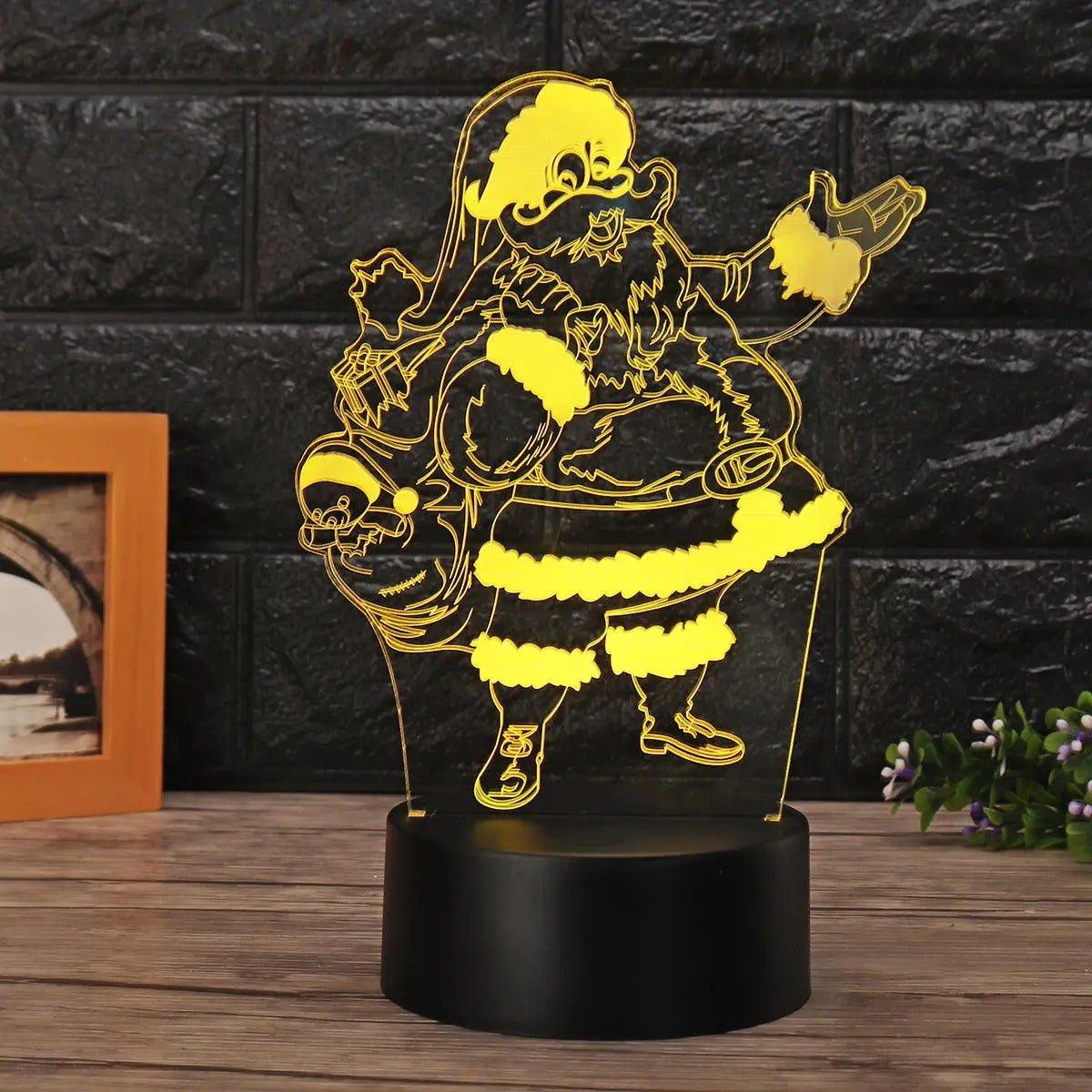 3D Santa Claus LED Color Changing Night Light - Remote Control, Bedside Lamp - Christmas Trees USA