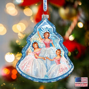 Snowflakes Tree Glass Ornament by G. DeBrekht - Christmas Santa Snowman Decor - 762-027