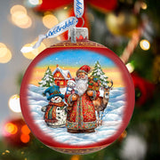 Snowman Splendor Lg Glass Ornament by G.Debrekht - Christmas Santa Snowman Decor - 73944