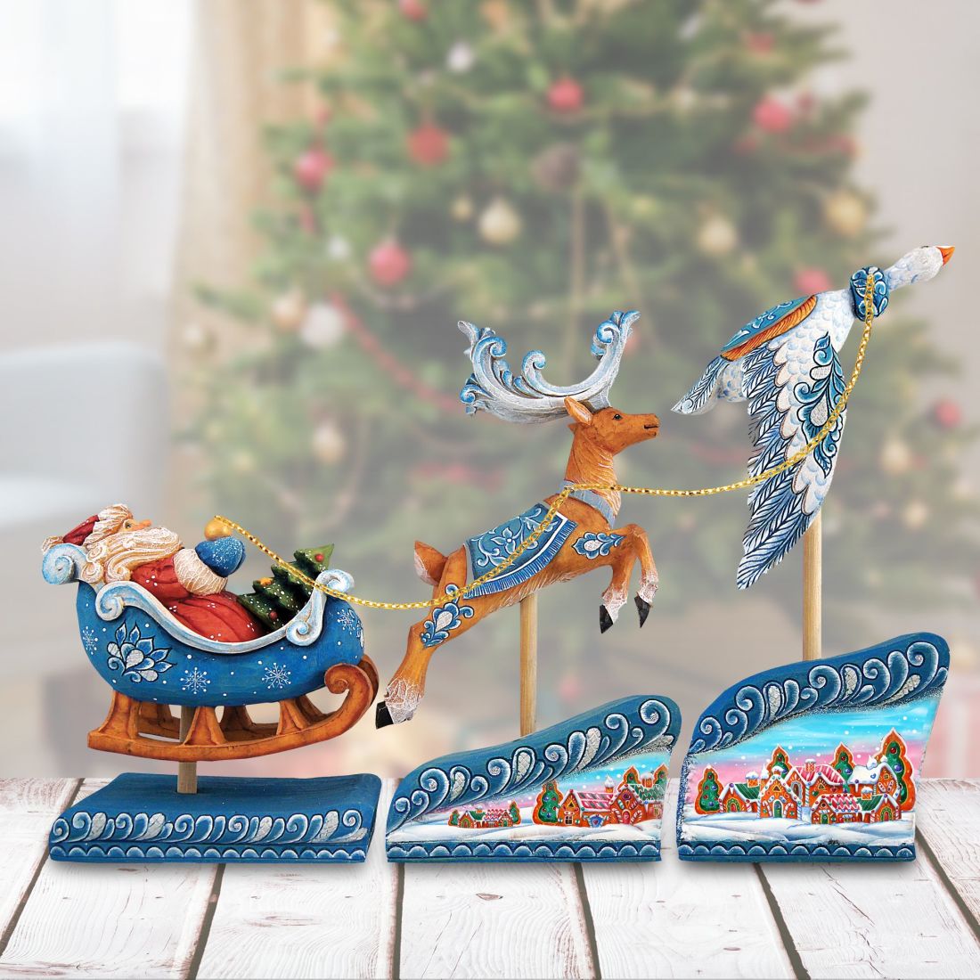 Christmas Arrival Set of 3, Christmas Handpainted G.DeBrekht 52902-B3