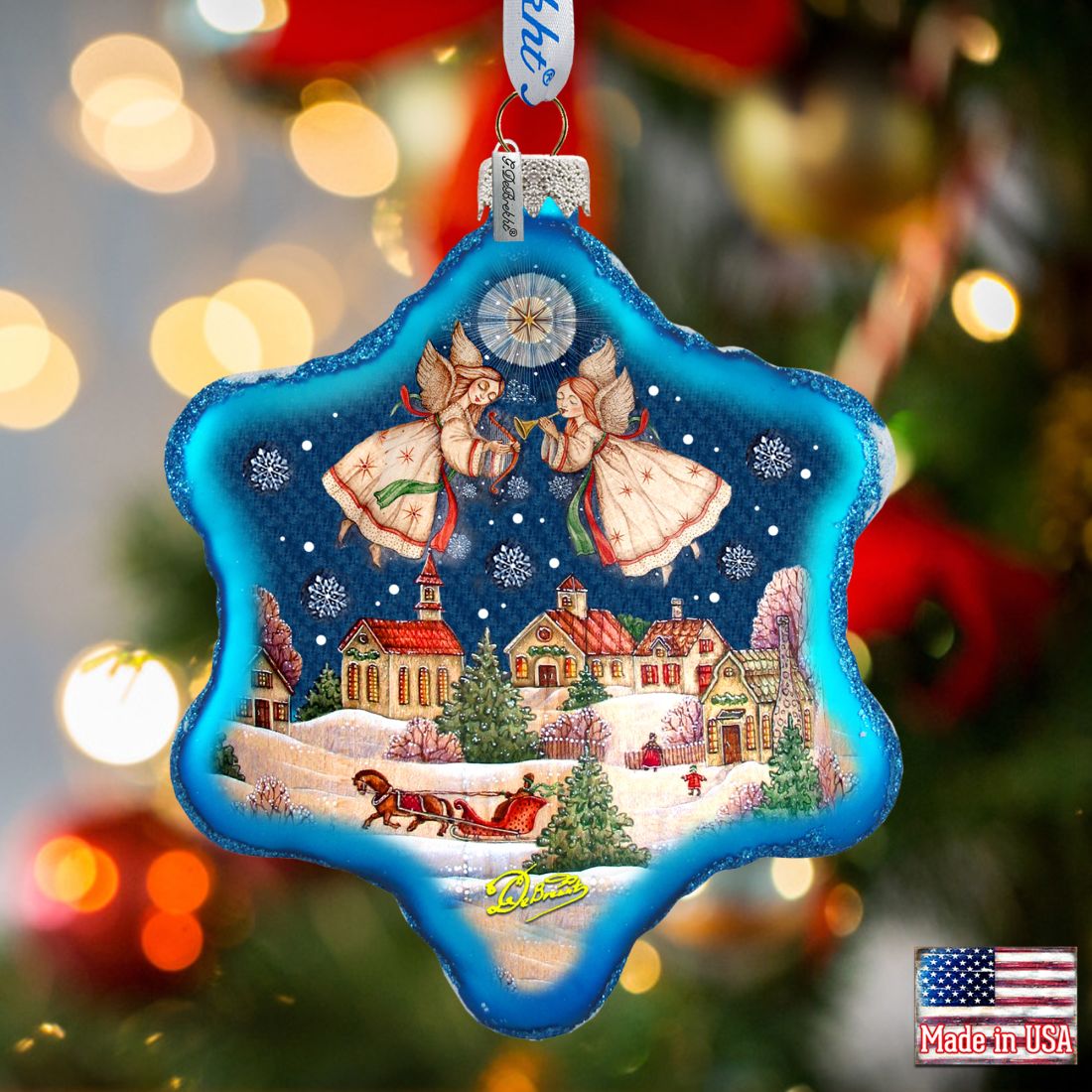 Peaceful City Glass Ornament