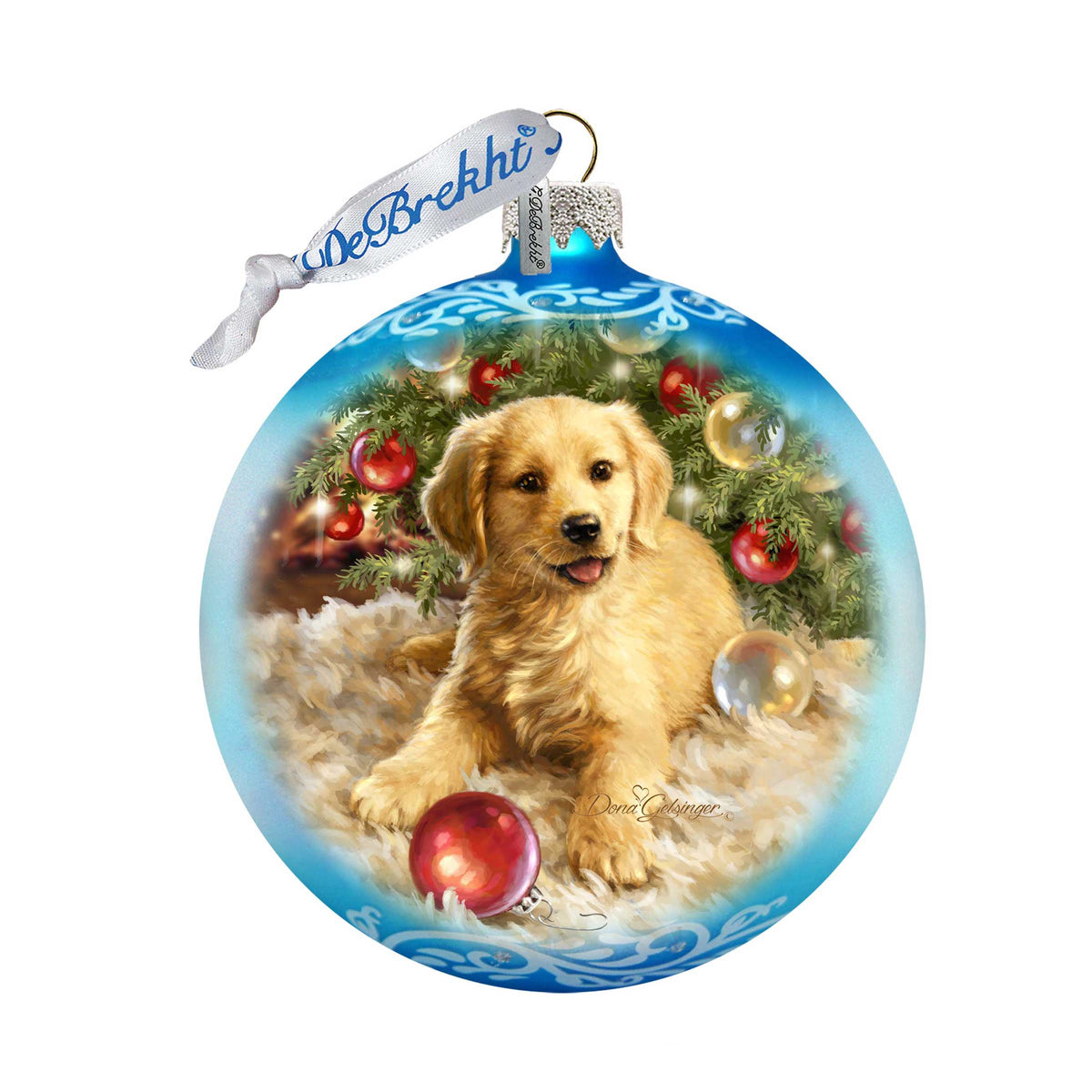 Christmas Puppy Glass Ornament by D. Gelsinger - Christmas Decor - 71104-1609