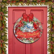 Merry Christmas Front Door Welcome Sign, Wooden Front Porch Decor by G. Debrekht Christmas Decor - 933121H