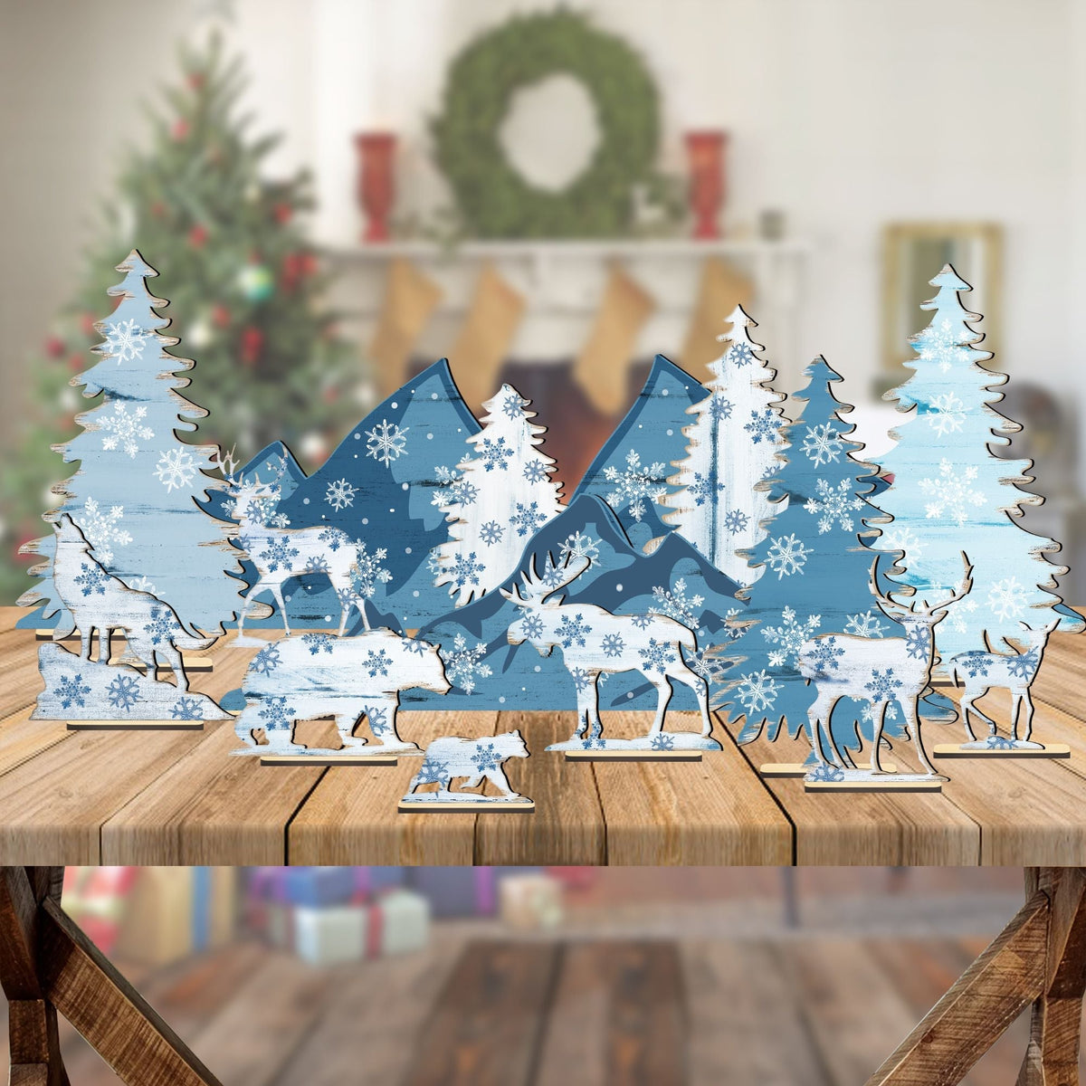 Winter Forest Village Set of 15 by G. DeBrekht - Christmas Decor - 852750-S15