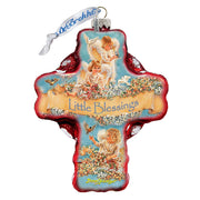 Little Blessings Icon Cross Glass Ornament