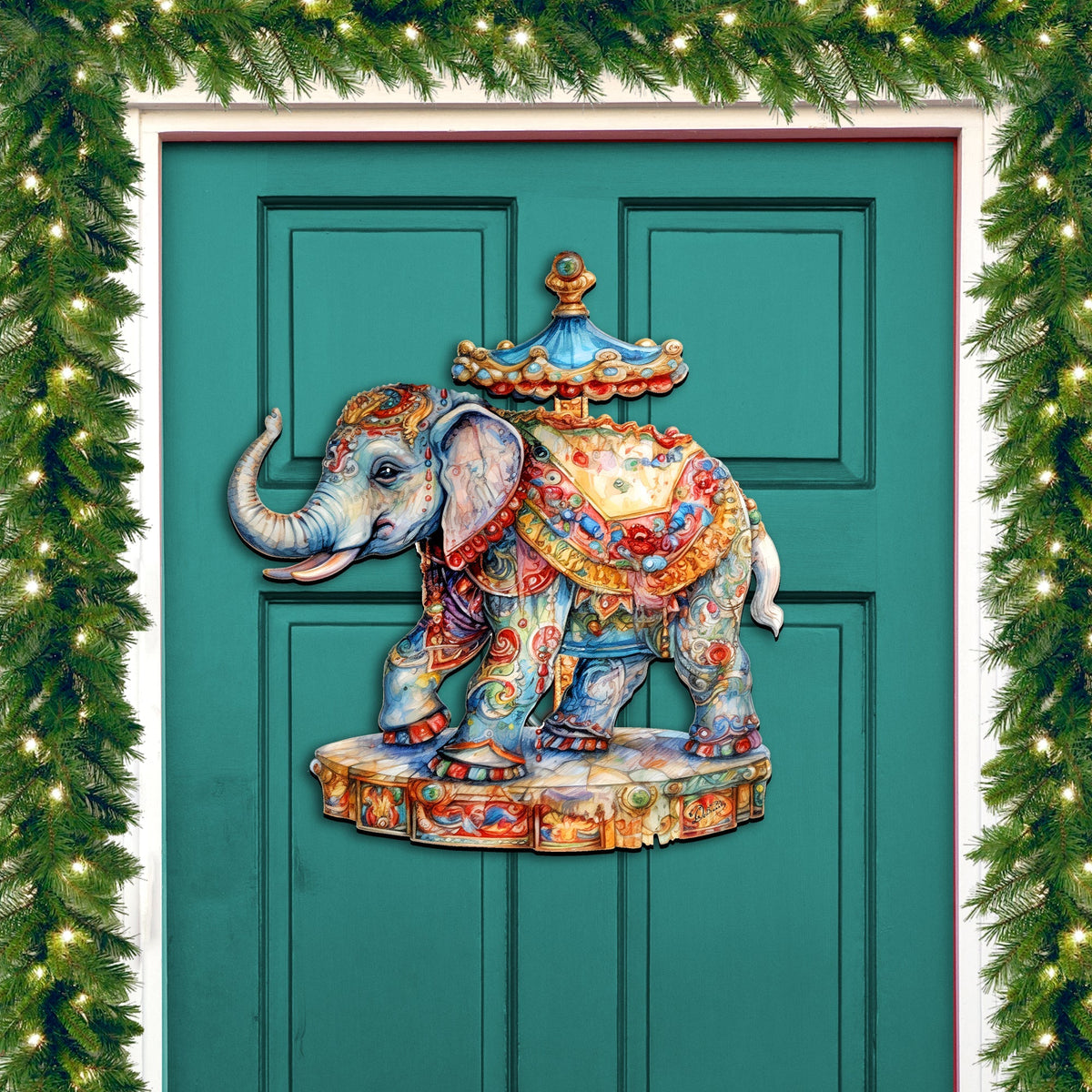 Carousel Elefant Holiday Door Decor  by G. Debrekht - Christmas Decor - 8611029H