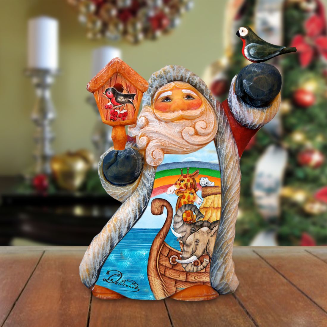 Tiny Tale Santa with Noah's Ark Christmas Figurine by G. DeBrekht - Christmas Santa Snowman Decor - 561621