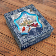 Sleigh Ride Snowflake Glass Ornament by D. Gelsinger - Christmas Santa Snowman Decor - 754-104-DG