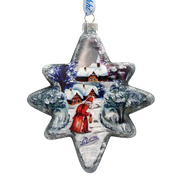 Snowman Play North Star Glass Ornament by G. DeBrekht - Christmas Santa Snowman Decor - 755-099