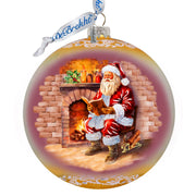 Chimney Side Storytime Large Glass Ornament