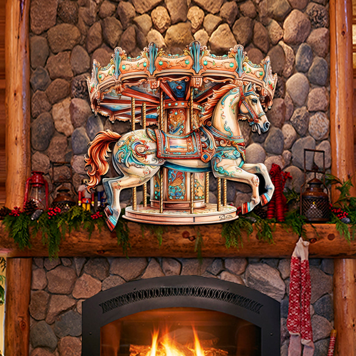 Carousel Horse Holiday Door Decor  by G. Debrekht - Christmas Decor - 8611027H
