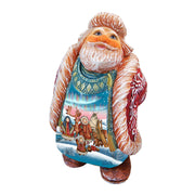 North Pole Looking Up Santa Handcrafted Christmas Figurine - G. DeBrekht - Christmas Santa Snowman Decor - 534523