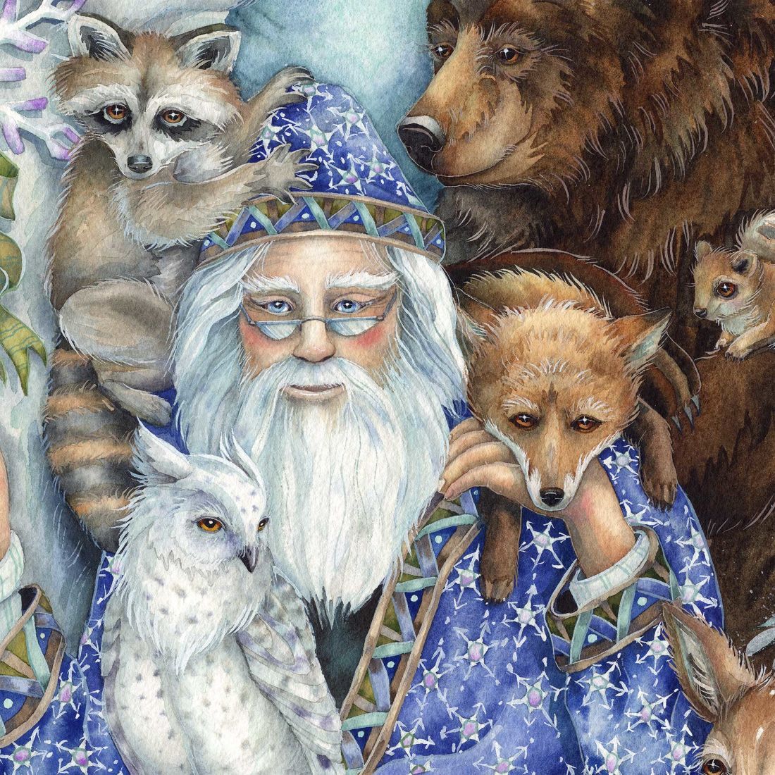 Gather in Peace Father Winter Animals Holiday Outdoor Yard Sign by J. Bergsma - Christmas Decor - 8591968F-JB