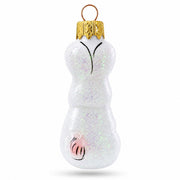 Tall Ear White Bunny Glass Christmas Ornament
