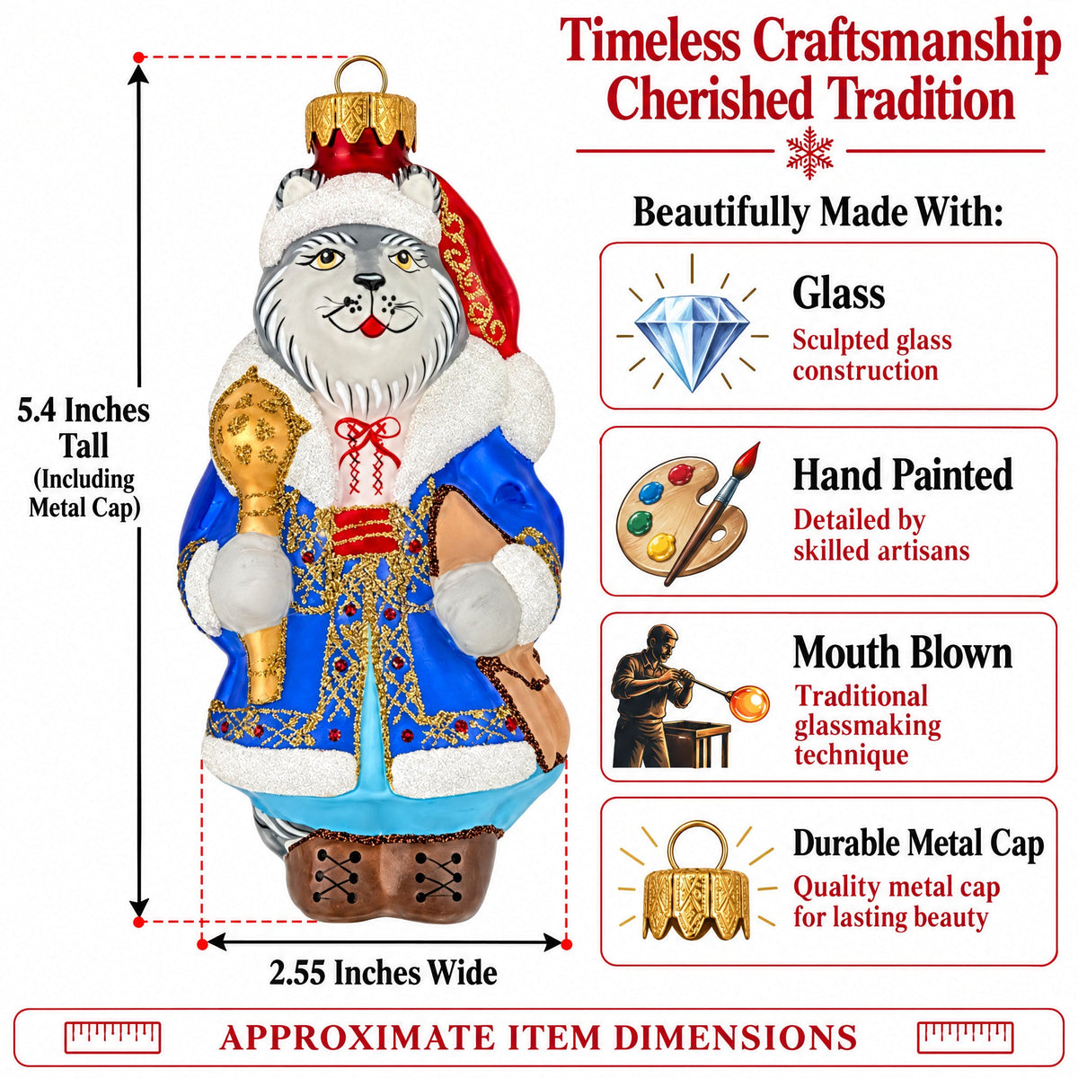 Wolf the Ukrainian Hetman Glass Christmas Ornament