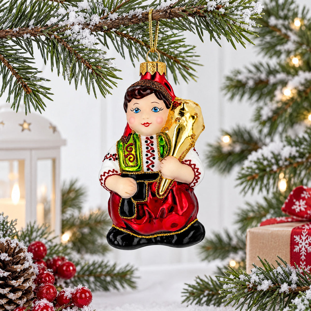 Kotygoroshko Ukrainian Folk Hero Glass Christmas Ornament