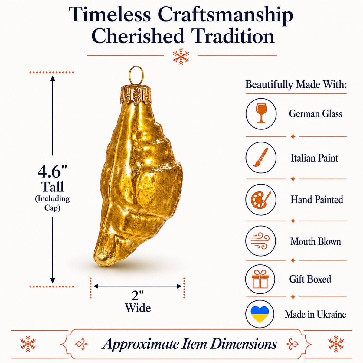 Realistic Croissant Glass Christmas Ornament