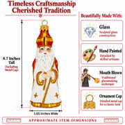 St. Nicholas Santa Glass Christmas Ornament Figurine