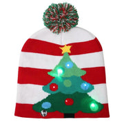 Christmas LED Light Winter Tree Print Warm Beanie Cap - Christmas Trees USA