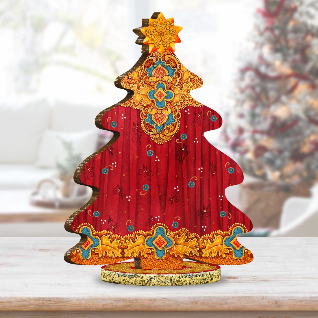 Story of Nativity Decorated Centerpiece Wooden Tree Figurine