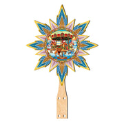 Christmas Carousel Star Tree Topper Wooden Decor