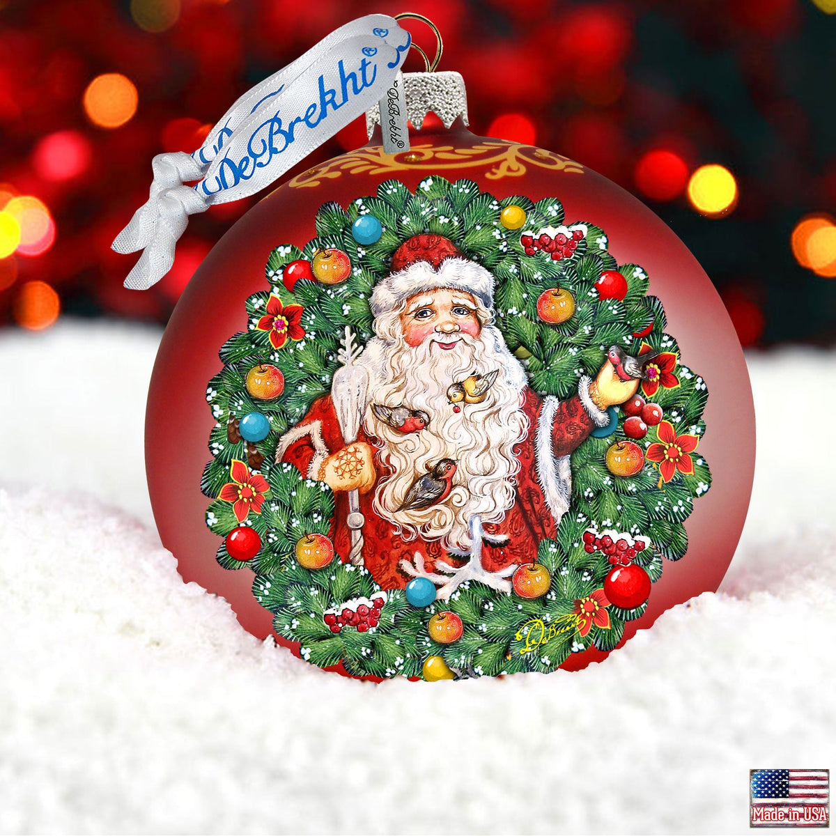 Santa the Bird Whisperer Glass Ornament Limited Edition by G. DeBrekht - Christmas Decor - 73914