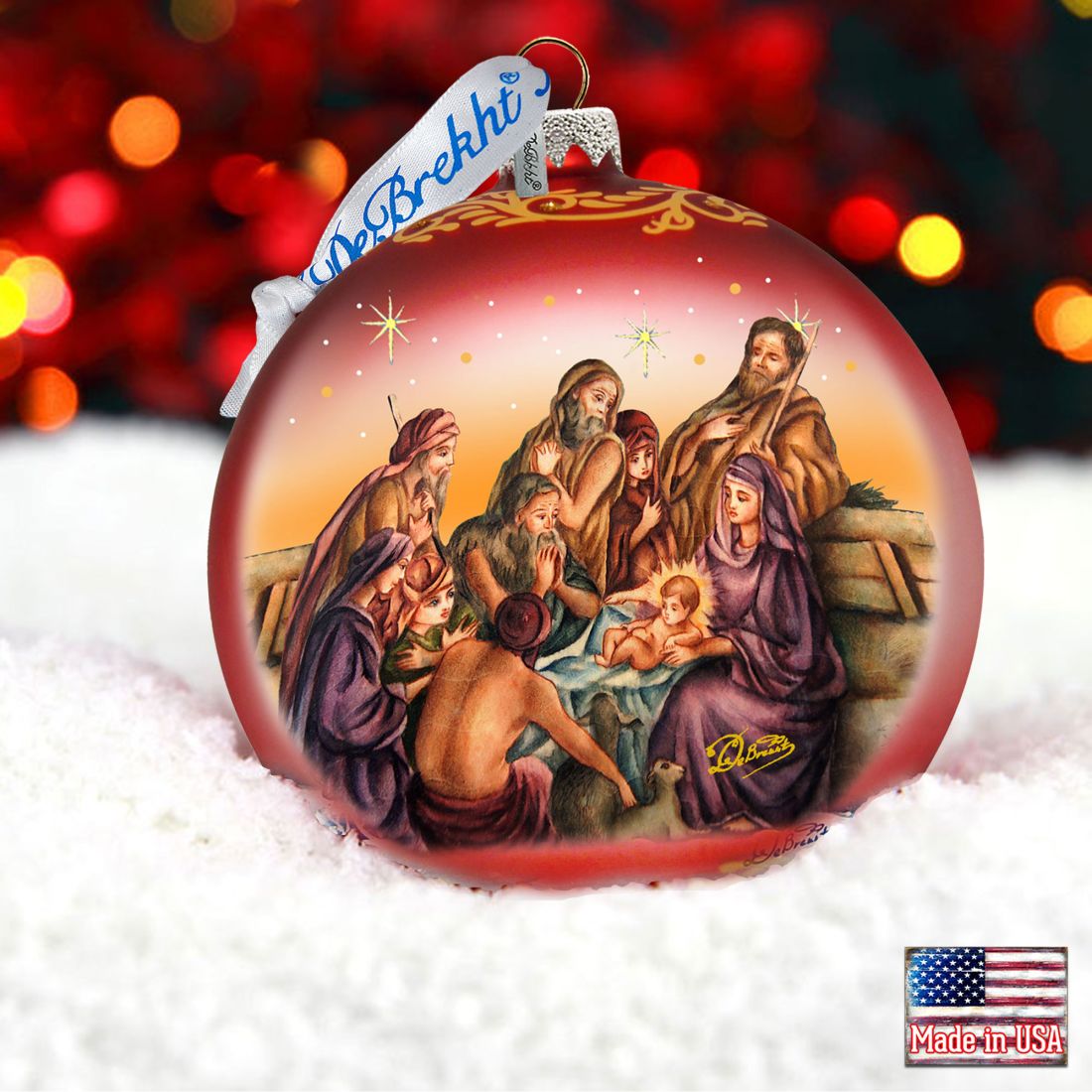Nostalgic Family Nativity Glass Ornament Limited Edition by G. DeBrekht - Nativity Holiday Decor - 73881R
