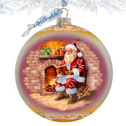 Chimney Side Storytime Large Glass Ornament