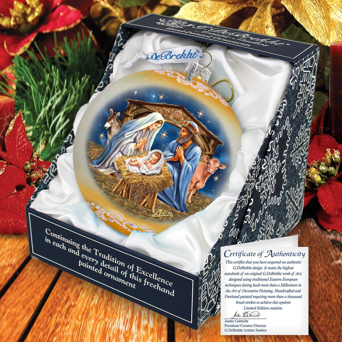From Stable to Savior Large Glass Ornament