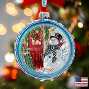 Happy Snowman Glass Ornament Set of 3 by D. Gelsinger - Christmas Santa Snowman Decor - 73743-S3-DG