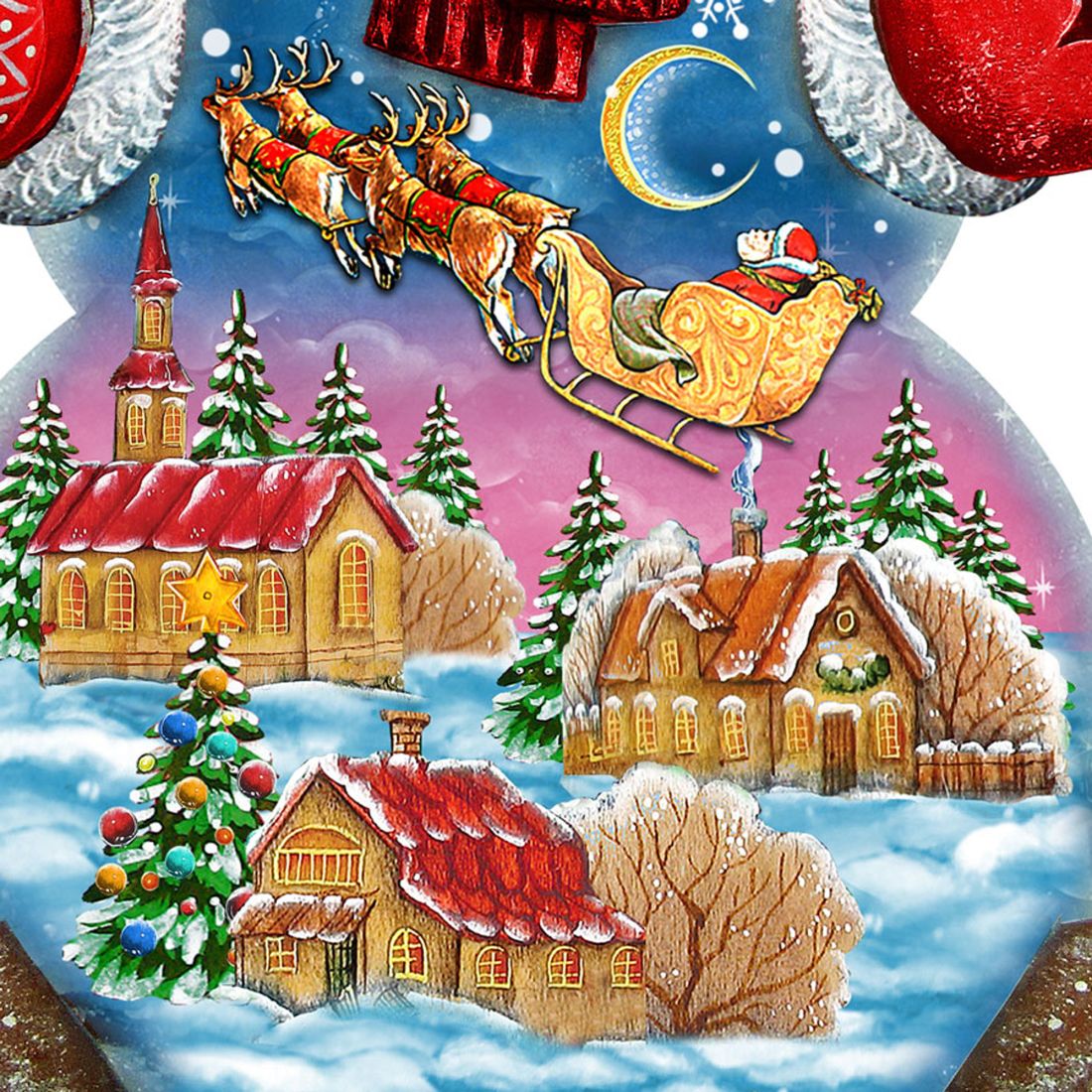 Santa in the Night Sky Snowman Christmas Outdoor Decor