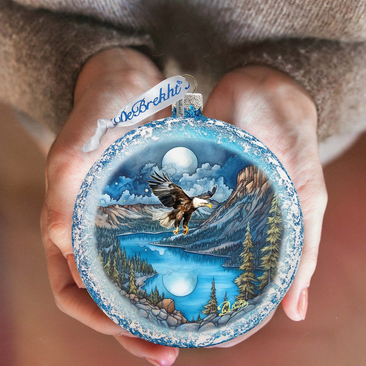Flying Eagle Glass Ornament by G. DeBrekht - Wildlife Holiday Decor - 744-044