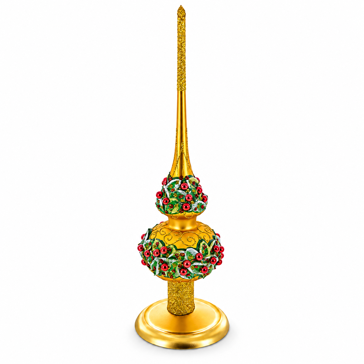 Upright Gold Metal Christmas Tree Topper Finial Stand Display Stand 7.2 Inches