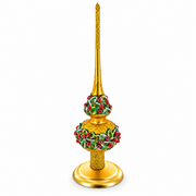 Upright Gold Metal Christmas Tree Topper Finial Stand Display Stand 7.2 Inches