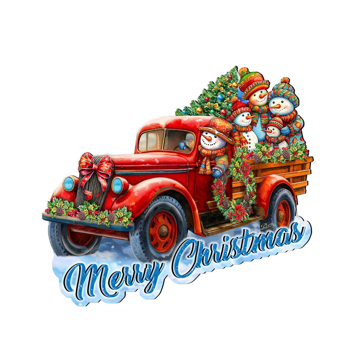 Merry Christmas Snowman Family Truck Door Hanger by G. Debrekht - Christmas Decor - 8652819H