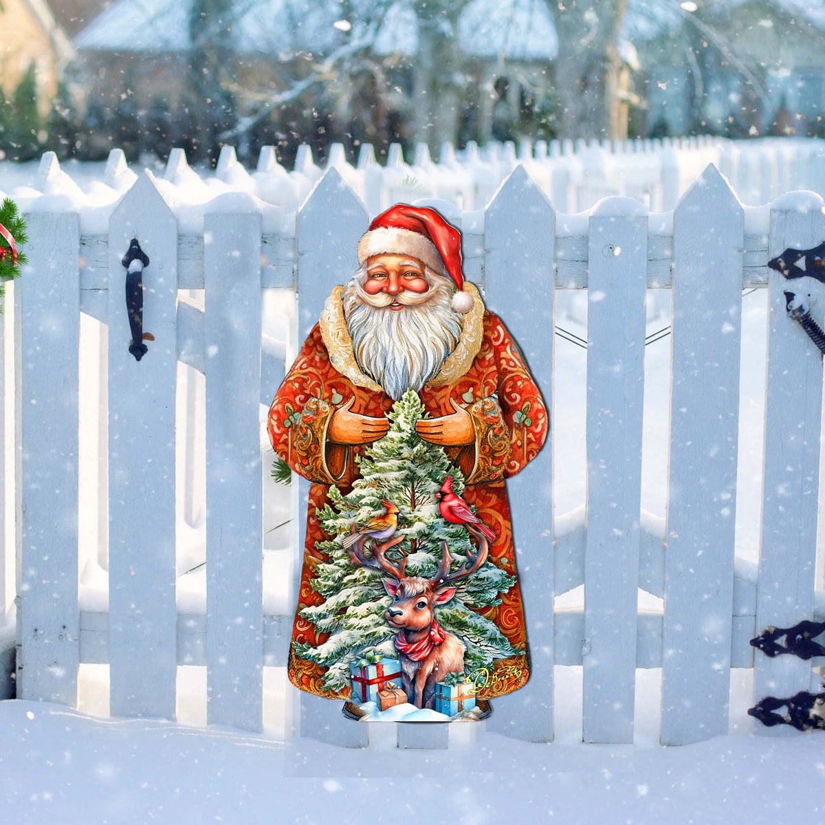 Santa with Forest Friends Holiday Door Decor