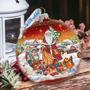Santa Gift Giver Ball Glass Ornament Limited Edition by G. DeBrekht - Christmas Santa Snowman Decor - 73874R