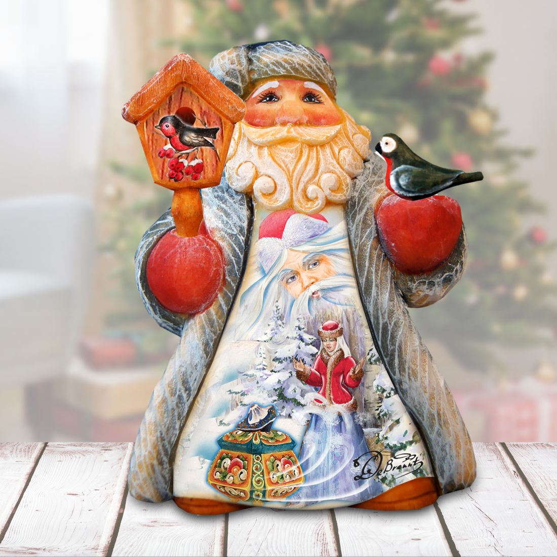 Mini Tale Santa with Snow Maiden Christmas Figurine by G. DeBrekht - Christmas Santa Snowman Decor - 561643