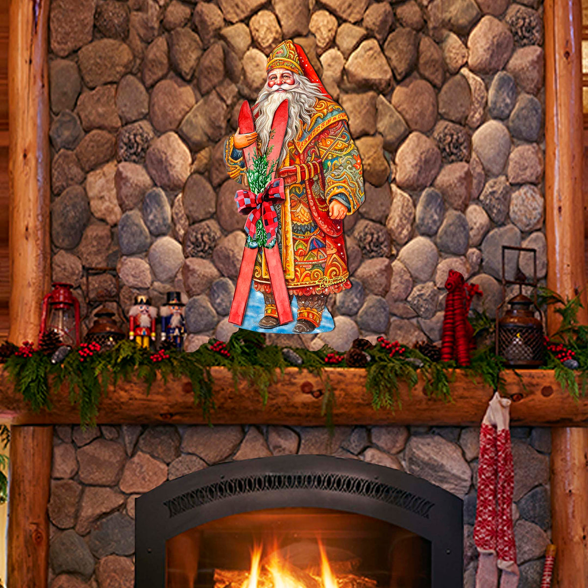 Santa's Skiing Adventure Holiday Door Decor
