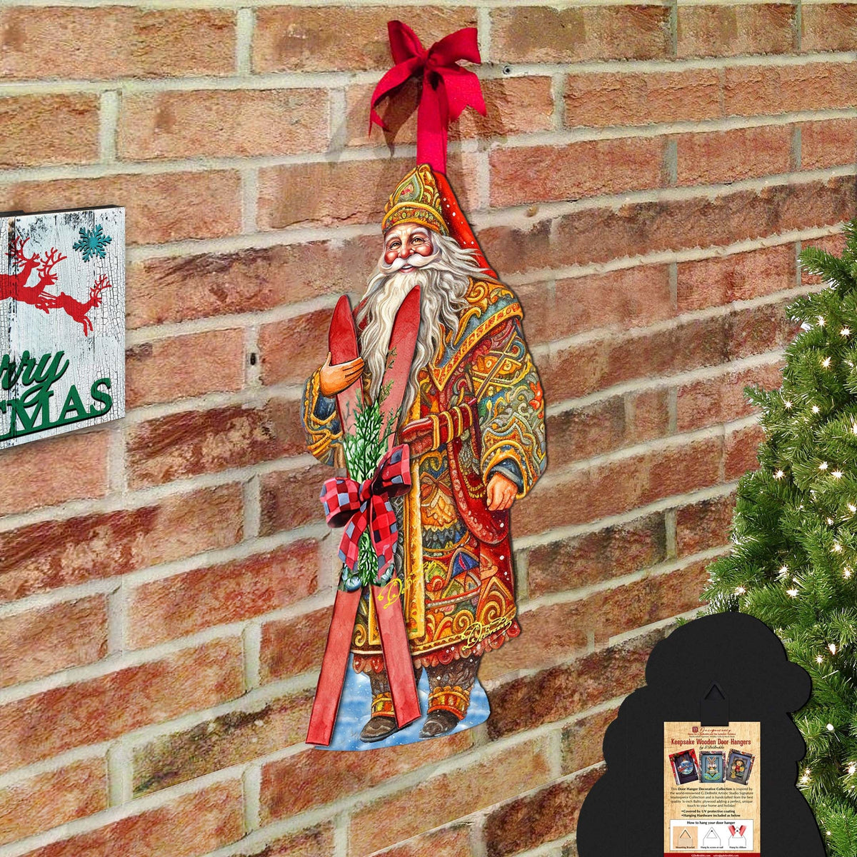 Santa's Skiing Adventure Holiday Door Decor