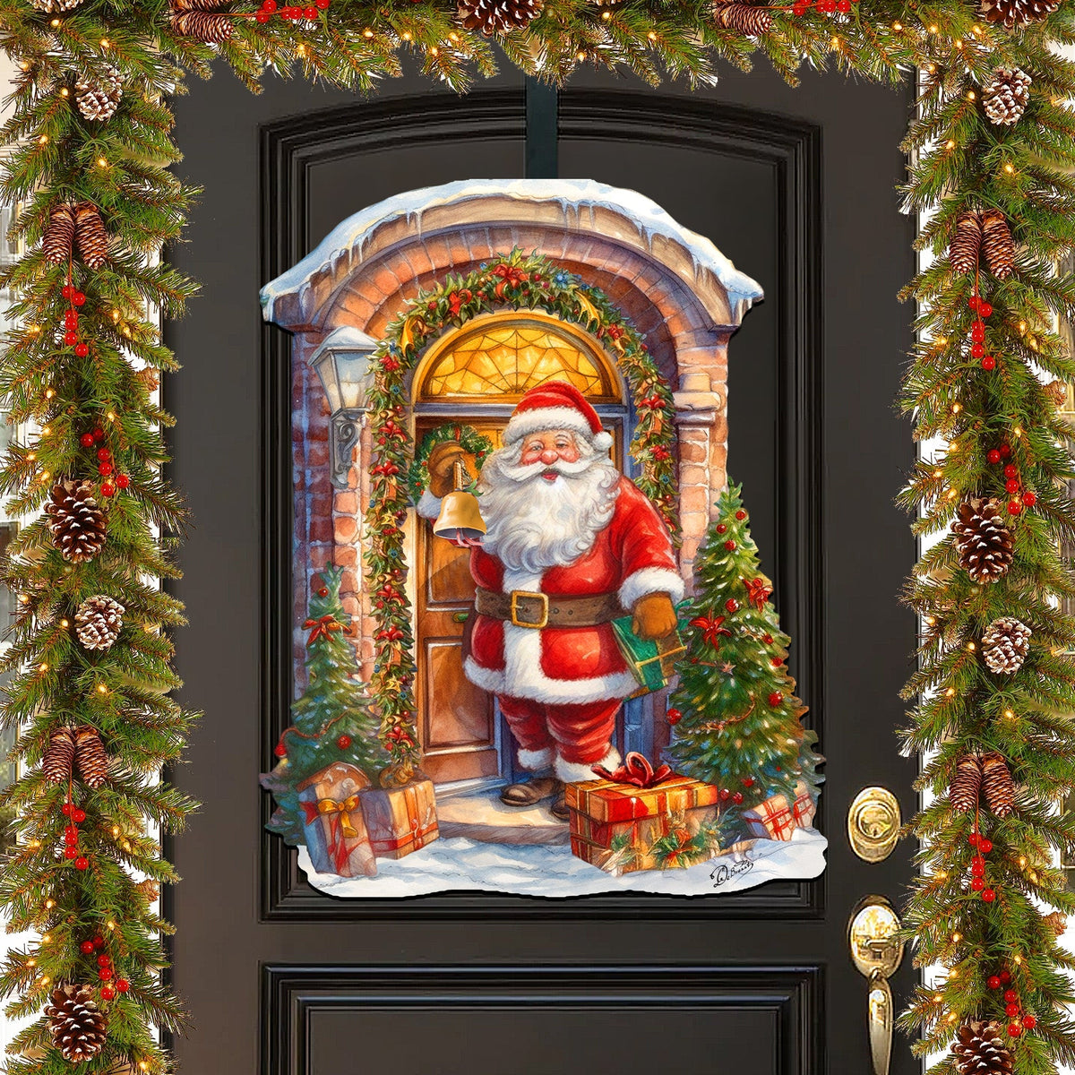 Knocking the door Santa Holiday Door Decor  by G. Debrekht - Christmas Decor - 8611044H
