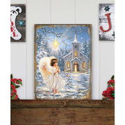 Angel at the Chapel Art Wooden Wall Art by D. Gelsinger - Nativity Holiday Decor - 95659B-1606
