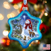Heaven with Snowman Glass Ornament by D. Gelsinger - Christmas Santa Snowman Decor - 754-102B-DG