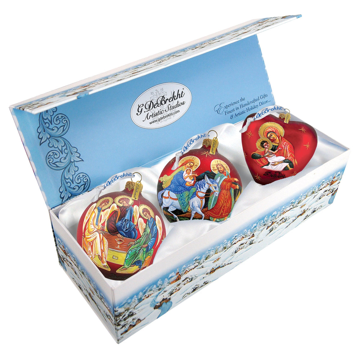 Nativity Glass Ornament Set of 3