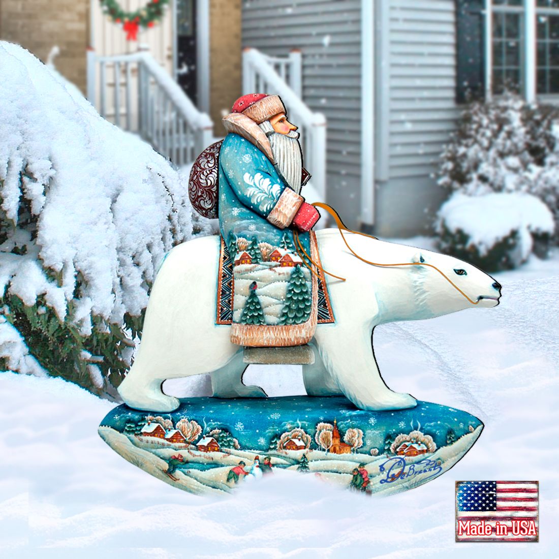 Polar Bear Santa Christmas Outdoor Scene