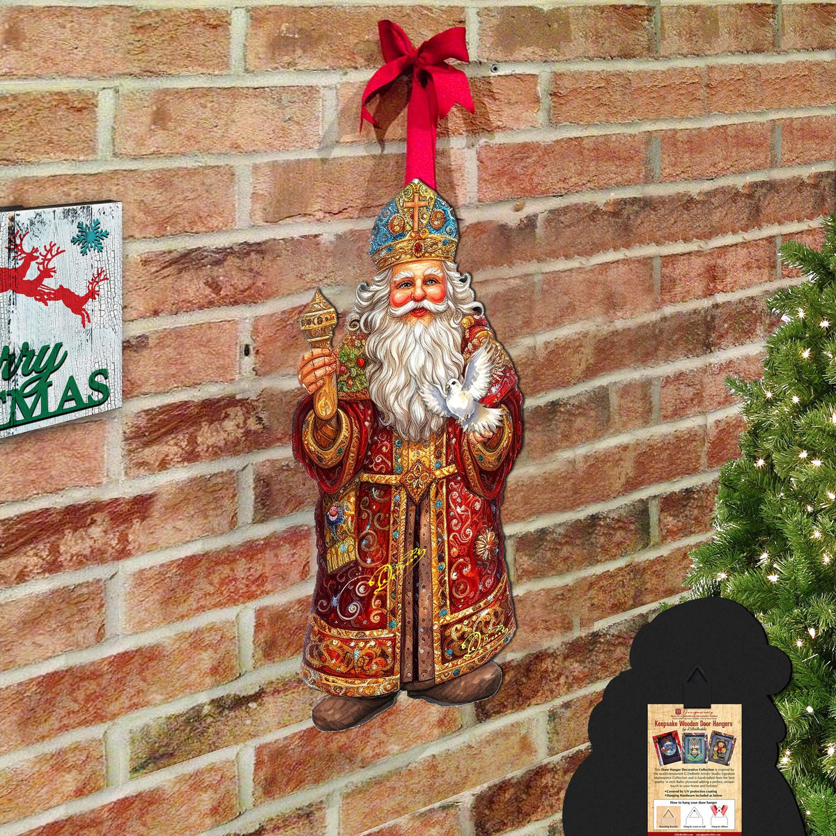 Santa's Dove of Hope Holiday Door Décor by G. Debrekht - Christmas Santa Snowman Décor - 8691416H